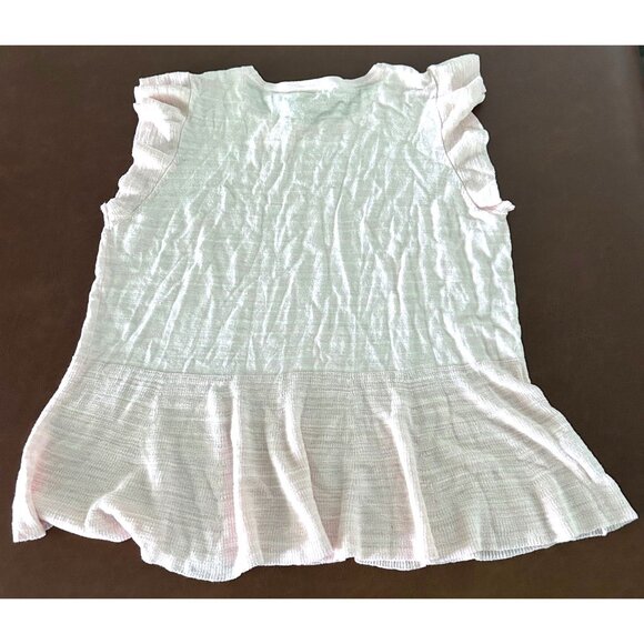 Loft Pink Ruffle Sleeve Peplum Top Womens L Cotton Blend New - Picture 3 of 4